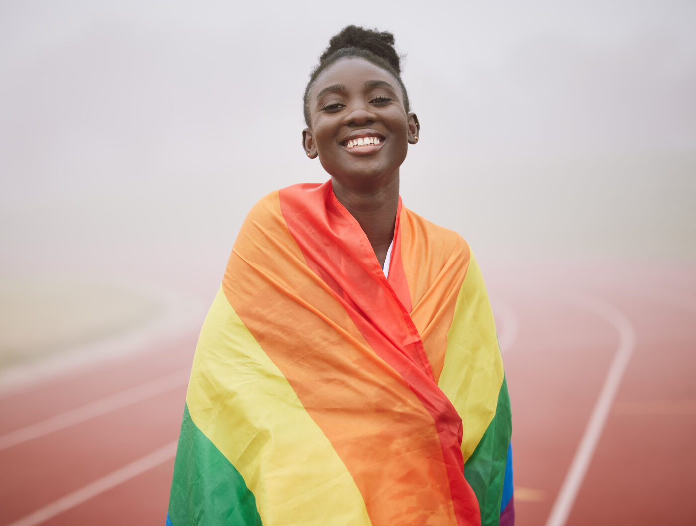 Gen Z women, LGBTQ+ flag